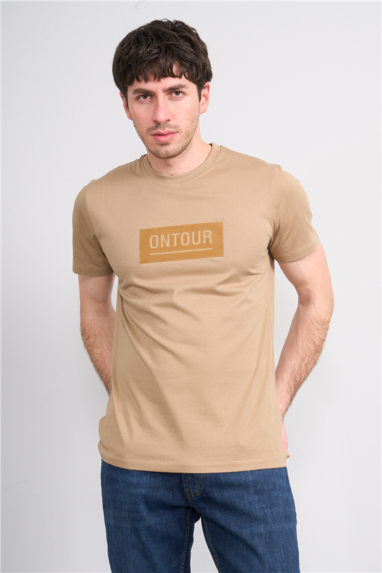 Çetinkaya Mentality 4525 Bisiklet Yaka Regular Modelli T-shirt Kahve