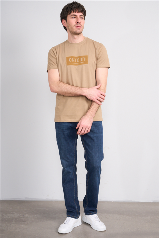 Çetinkaya Mentality 4525 Bisiklet Yaka Regular Modelli T-shirt Kahve