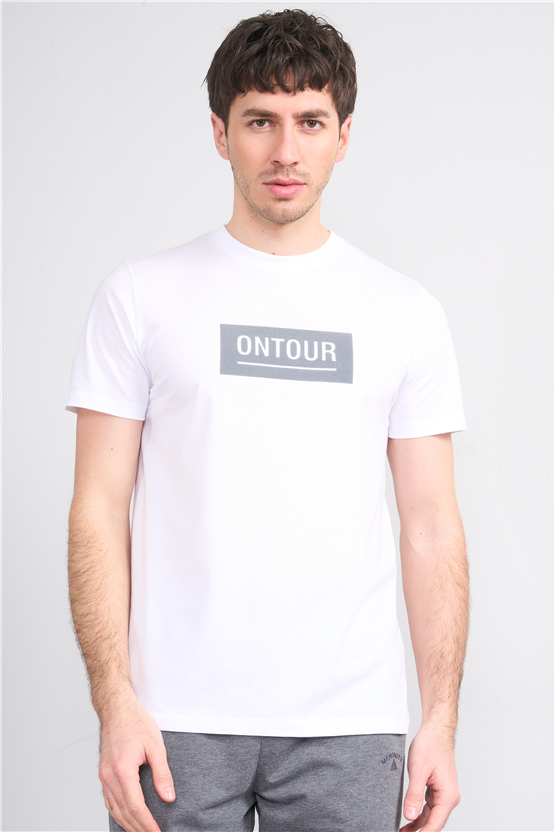 Çetinkaya Mentality 4525 Bisiklet Yaka Regular Modelli T-shirt Beyaz