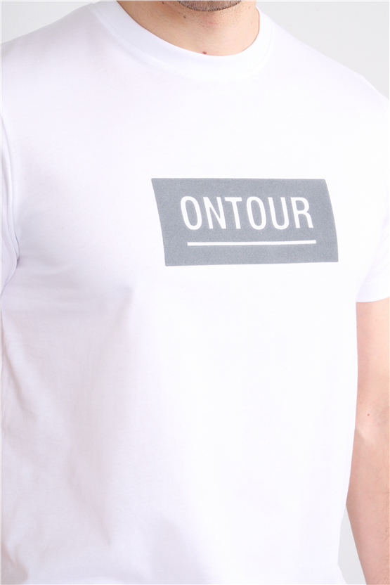 Çetinkaya Mentality 4525 Bisiklet Yaka Regular Modelli T-shirt Beyaz