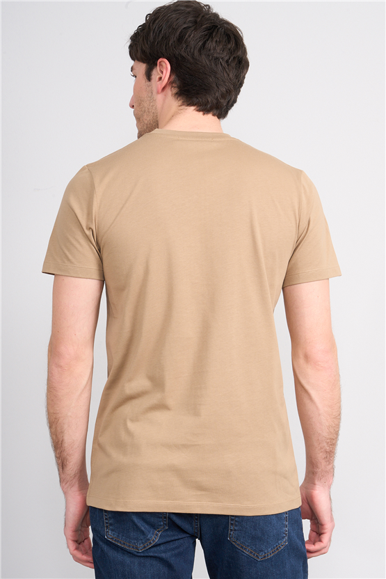 Çetinkaya Mentality 4525 Bisiklet Yaka Regular Modelli T-shirt Kahve