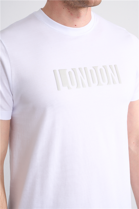 Çetinkaya Mentality 4526 Bisiklet Yaka Regular Modelli T-shirt Beyaz