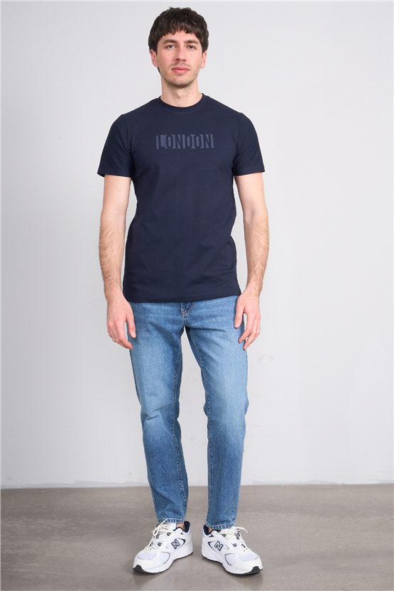 Çetinkaya Mentality 4526 Bisiklet Yaka Regular Modelli T-shirt Lacivert