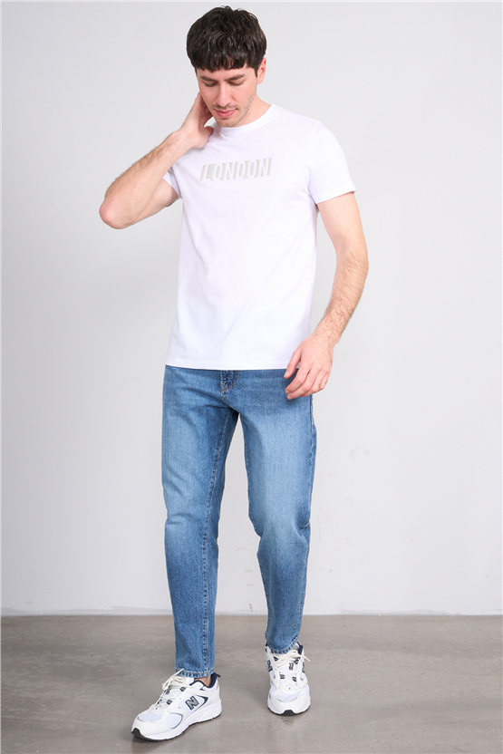 Çetinkaya Mentality 4526 Bisiklet Yaka Regular Modelli T-shirt Beyaz