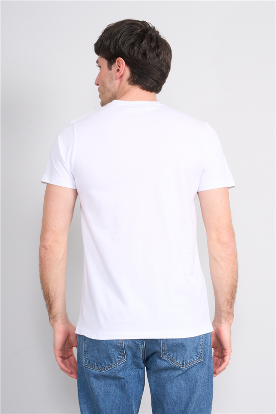 Çetinkaya Mentality 4526 Bisiklet Yaka Regular Modelli T-shirt Beyaz