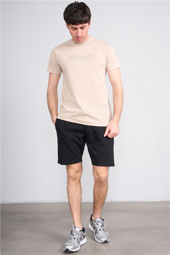 Çetinkaya Mentality 4526 Bisiklet Yaka Regular Modelli T-shirt Bej