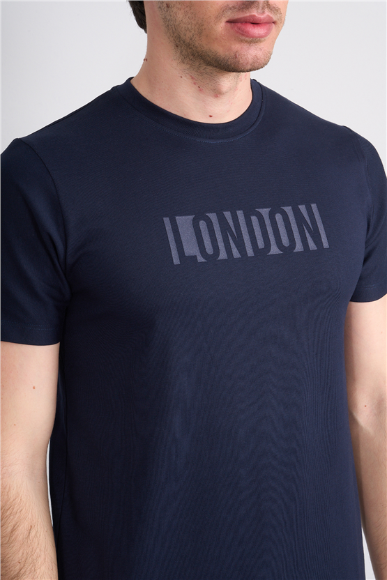 Çetinkaya Mentality 4526 Bisiklet Yaka Regular Modelli T-shirt Lacivert