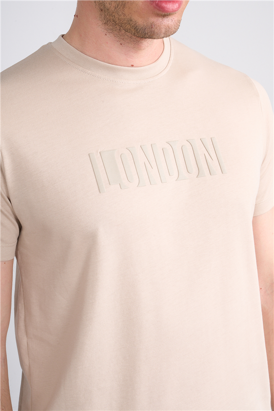 Çetinkaya Mentality 4526 Bisiklet Yaka Regular Modelli T-shirt Bej