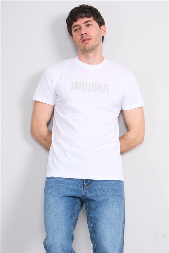 Çetinkaya Mentality 4526 Bisiklet Yaka Regular Modelli T-shirt Beyaz