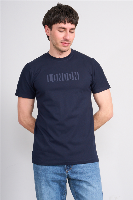 Çetinkaya Mentality 4526 Bisiklet Yaka Regular Modelli T-shirt Lacivert