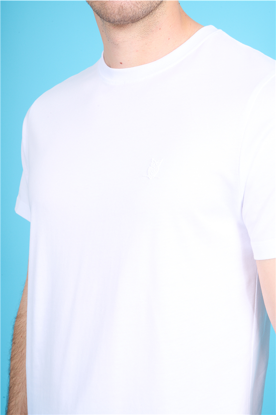 Çetinkaya Mentality 4528 Bisiklet Yaka Regular Modelli T-shirt Beyaz