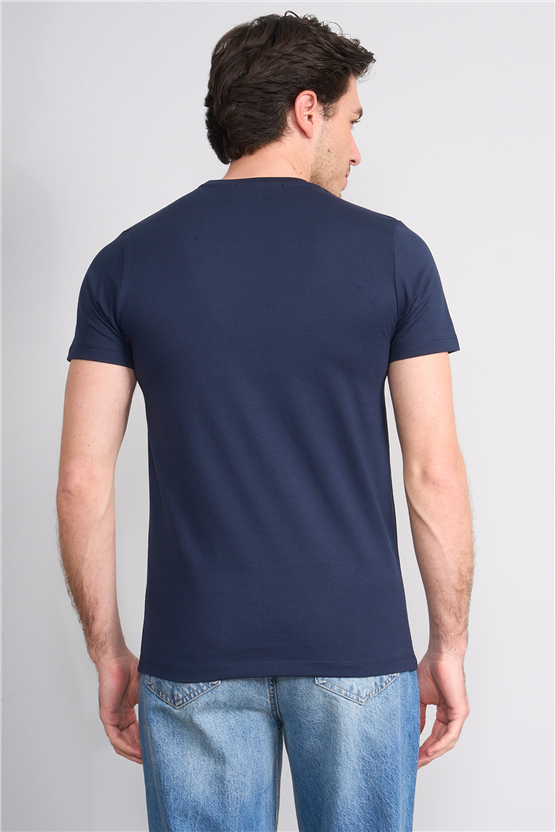 Çetinkaya Mentality 4528 Bisiklet Yaka Regular Modelli T-shirt Lacivert