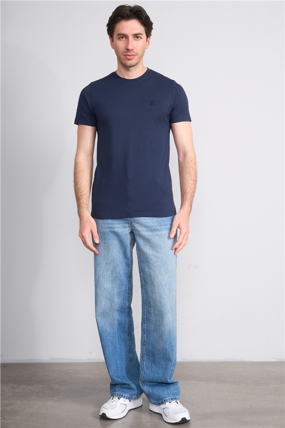 Çetinkaya Mentality 4528 Bisiklet Yaka Regular Modelli T-shirt Lacivert