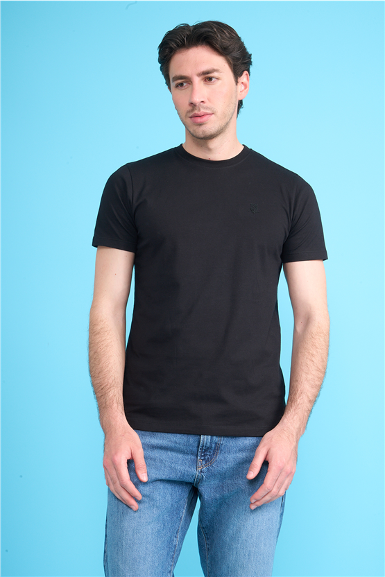 Çetinkaya Mentality 4528 Bisiklet Yaka Regular Modelli T-shirt Siyah
