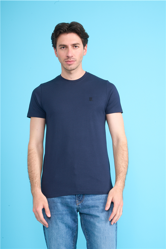 Çetinkaya Mentality 4528 Bisiklet Yaka Regular Modelli T-shirt Lacivert