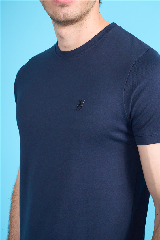 Çetinkaya Mentality 4528 Bisiklet Yaka Regular Modelli T-shirt Lacivert
