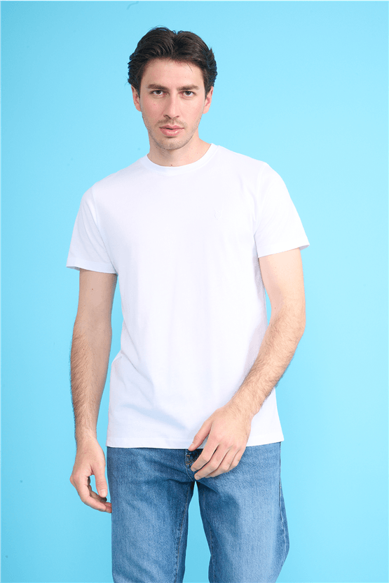 Çetinkaya Mentality 4528 Bisiklet Yaka Regular Modelli T-shirt Beyaz
