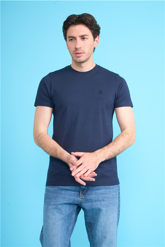 Çetinkaya Mentality 4528 Bisiklet Yaka Regular Modelli T-shirt Lacivert