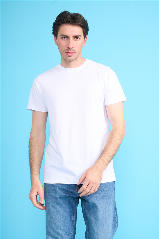 Çetinkaya Mentality 4528 Bisiklet Yaka Regular Modelli T-shirt Beyaz