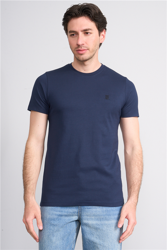 Çetinkaya Mentality 4528 Bisiklet Yaka Regular Modelli T-shirt Lacivert