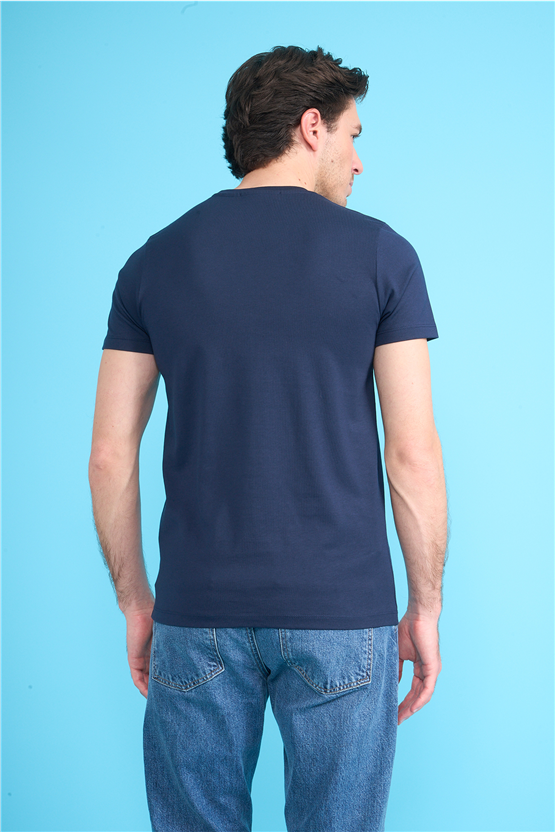 Çetinkaya Mentality 4528 Bisiklet Yaka Regular Modelli T-shirt Lacivert