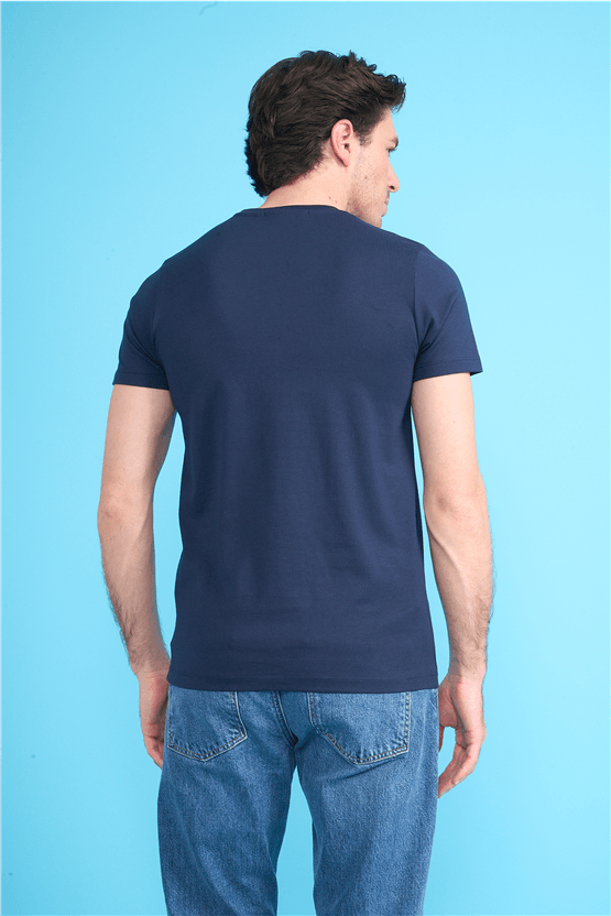 Çetinkaya Mentality 4528 Bisiklet Yaka Regular Modelli T-shirt Lacivert