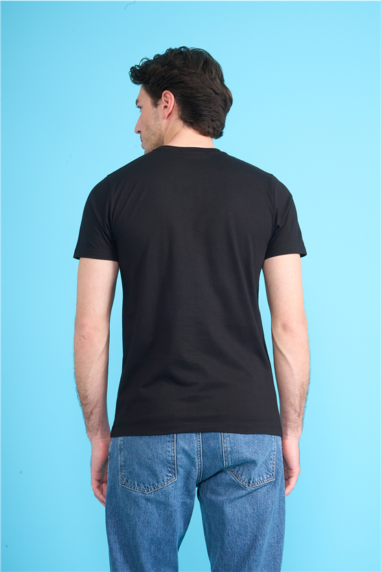 Çetinkaya Mentality 4528 Bisiklet Yaka Regular Modelli T-shirt Siyah