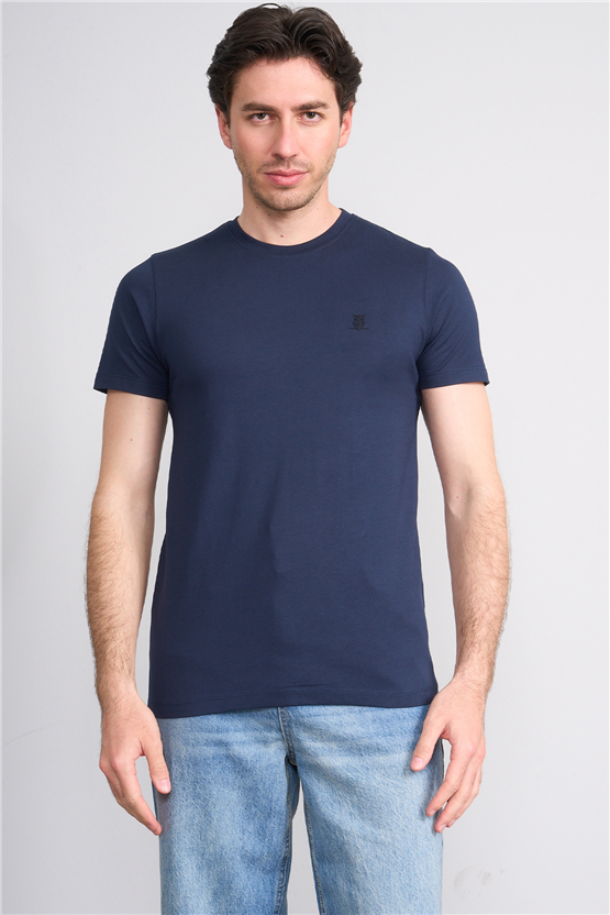 Çetinkaya Mentality 4528 Bisiklet Yaka Regular Modelli T-shirt Lacivert