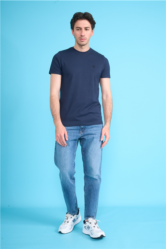 Çetinkaya Mentality 4528 Bisiklet Yaka Regular Modelli T-shirt Lacivert