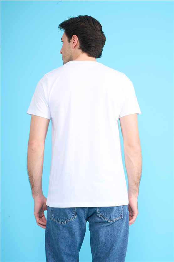 Çetinkaya Mentality 4528 Bisiklet Yaka Regular Modelli T-shirt Beyaz