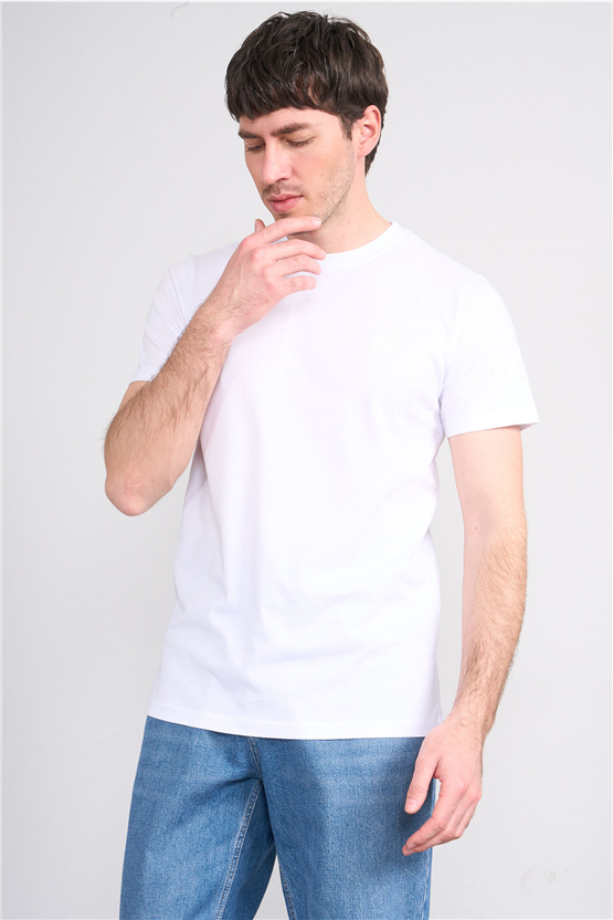 Çetinkaya Mentality 4529 Bisiklet Yaka Regular Modelli T-shirt Beyaz