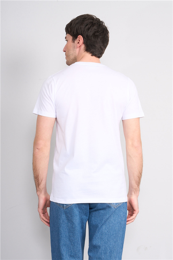 Çetinkaya Mentality 4529 Bisiklet Yaka Regular Modelli T-shirt Beyaz