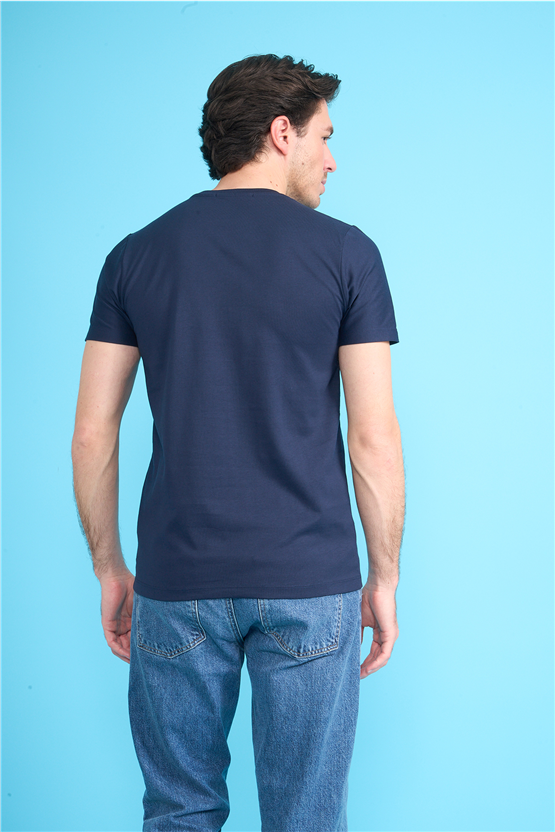 Çetinkaya Mentality 4529 Bisiklet Yaka Regular Modelli T-shirt Lacivert