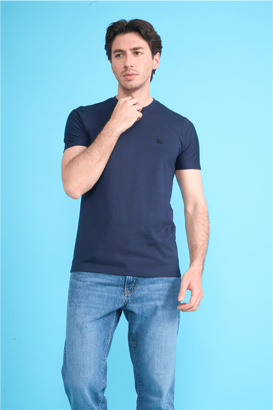 Çetinkaya Mentality 4529 Bisiklet Yaka Regular Modelli T-shirt Lacivert