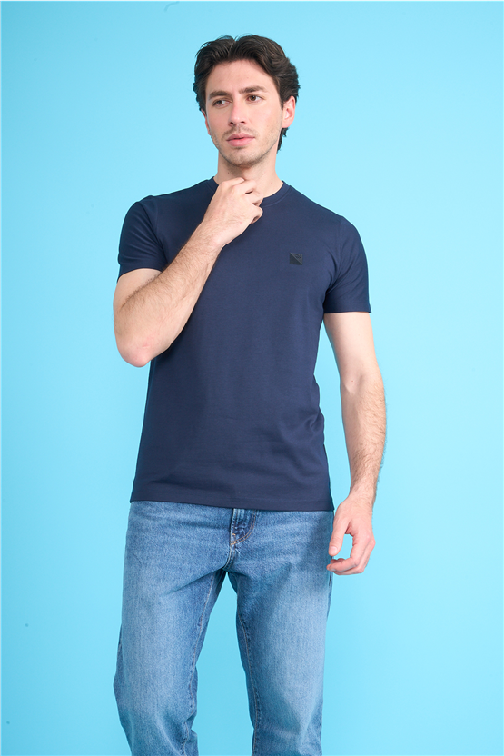 Çetinkaya Mentality 4529 Bisiklet Yaka Regular Modelli T-shirt Lacivert