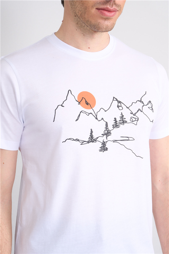 Çetinkaya Mentality 4530 Bisiklet Yaka Regular Modelli T-shirt Beyaz