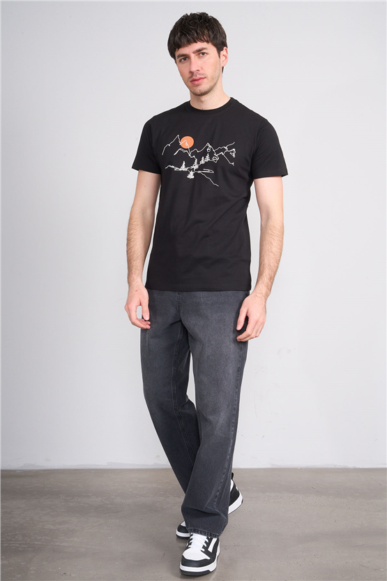 Çetinkaya Mentality 4530 Bisiklet Yaka Regular Modelli T-shirt Siyah