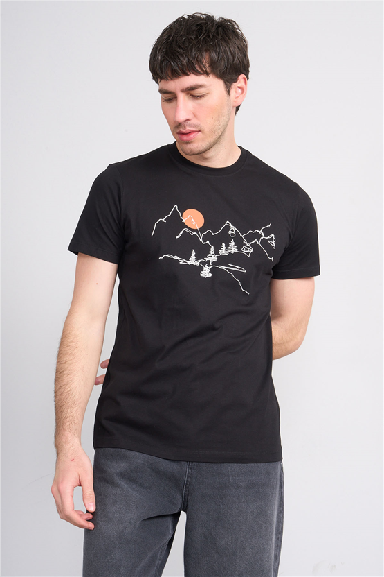 Çetinkaya Mentality 4530 Bisiklet Yaka Regular Modelli T-shirt Siyah