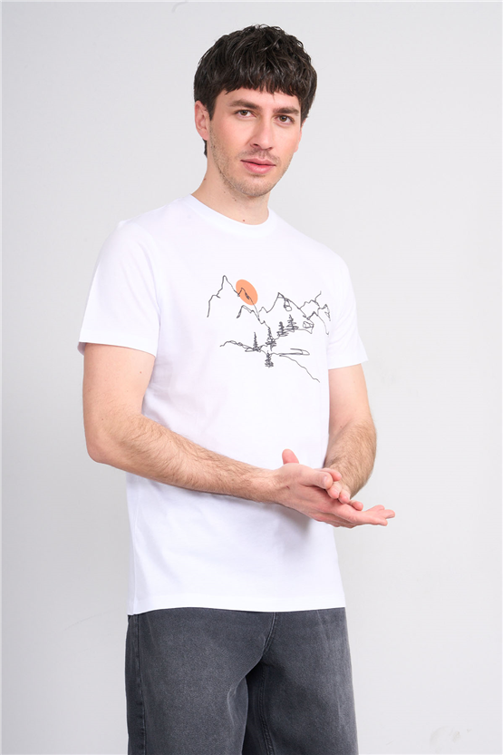 Çetinkaya Mentality 4530 Bisiklet Yaka Regular Modelli T-shirt Beyaz