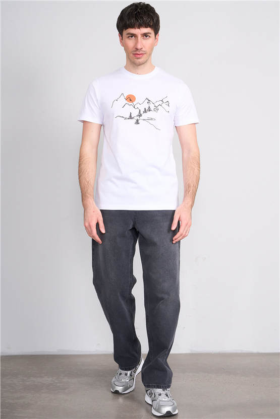 Çetinkaya Mentality 4530 Bisiklet Yaka Regular Modelli T-shirt Beyaz