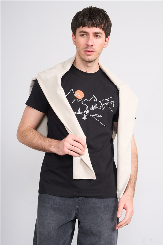 Çetinkaya Mentality 4530 Bisiklet Yaka Regular Modelli T-shirt Siyah