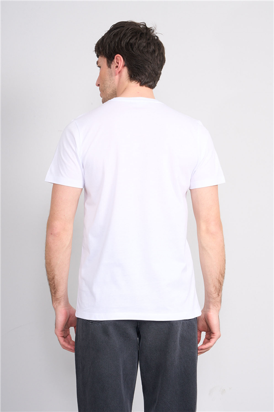 Çetinkaya Mentality 4530 Bisiklet Yaka Regular Modelli T-shirt Beyaz