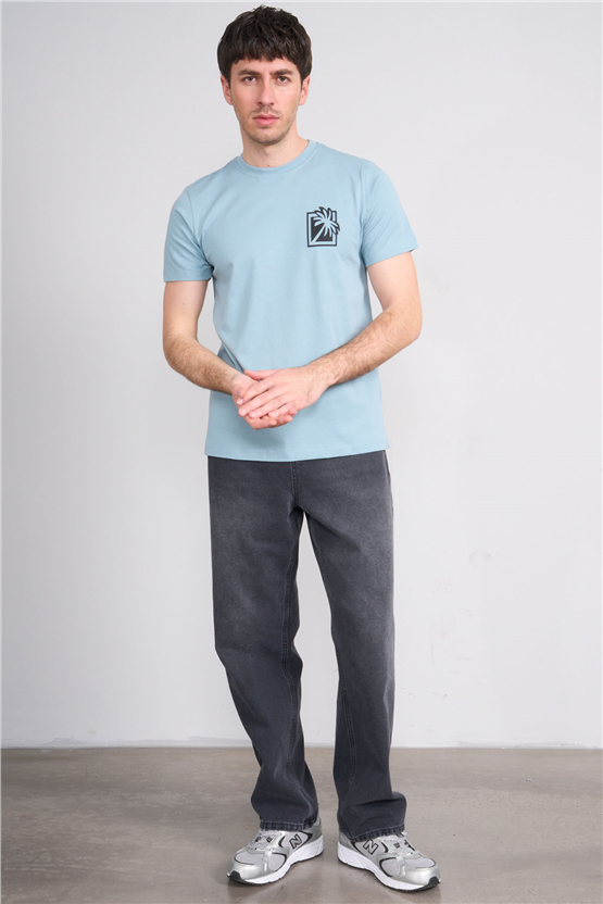 Çetinkaya Mentality 4532 Bisiklet Yaka Regular Modelli T-shirt İndigo