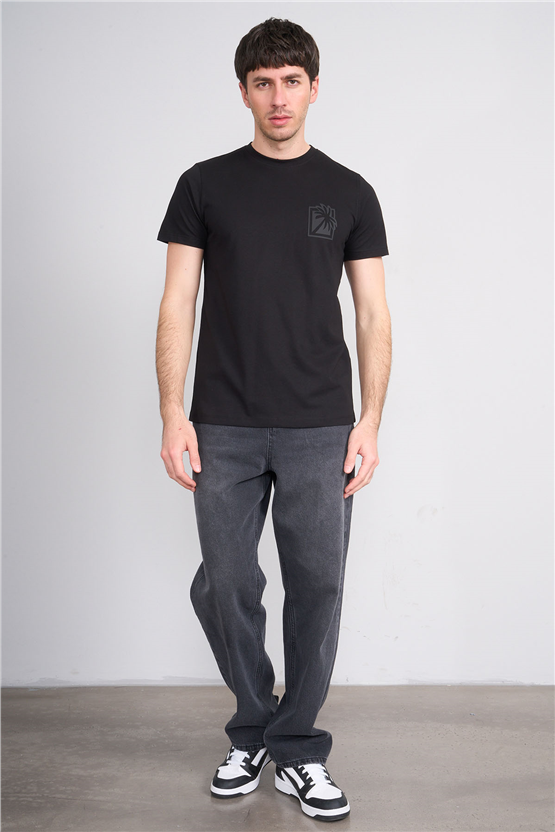 Çetinkaya Mentality 4532 Bisiklet Yaka Regular Modelli T-shirt Siyah