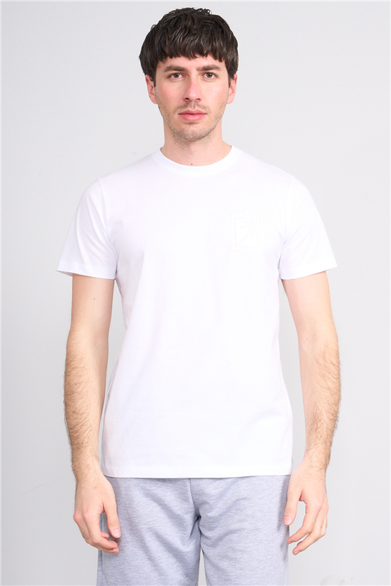 Çetinkaya Mentality 4532 Bisiklet Yaka Regular Modelli T-shirt Beyaz