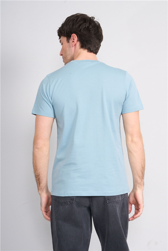 Çetinkaya Mentality 4532 Bisiklet Yaka Regular Modelli T-shirt İndigo