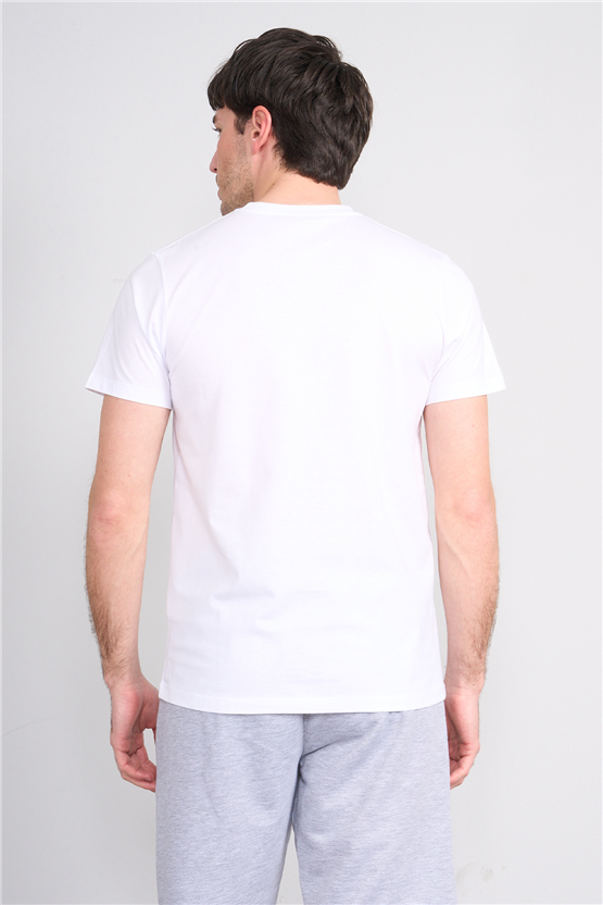 Çetinkaya Mentality 4532 Bisiklet Yaka Regular Modelli T-shirt Beyaz