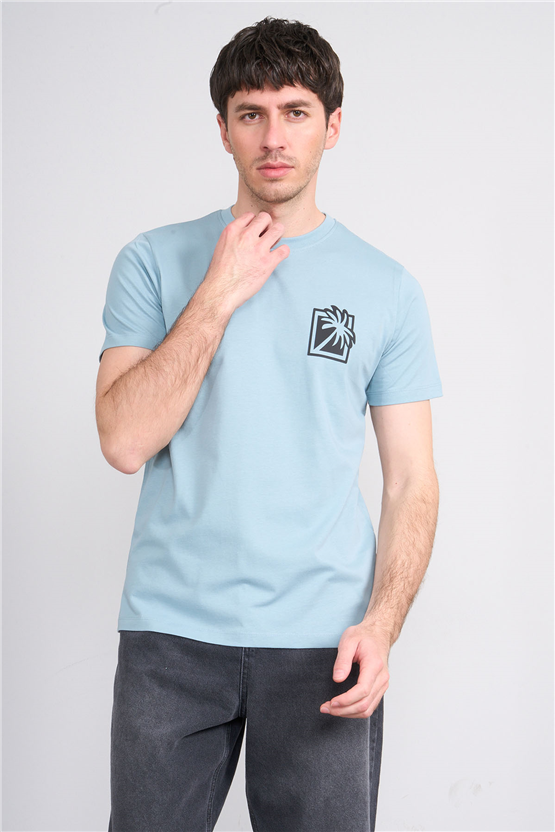 Çetinkaya Mentality 4532 Bisiklet Yaka Regular Modelli T-shirt İndigo