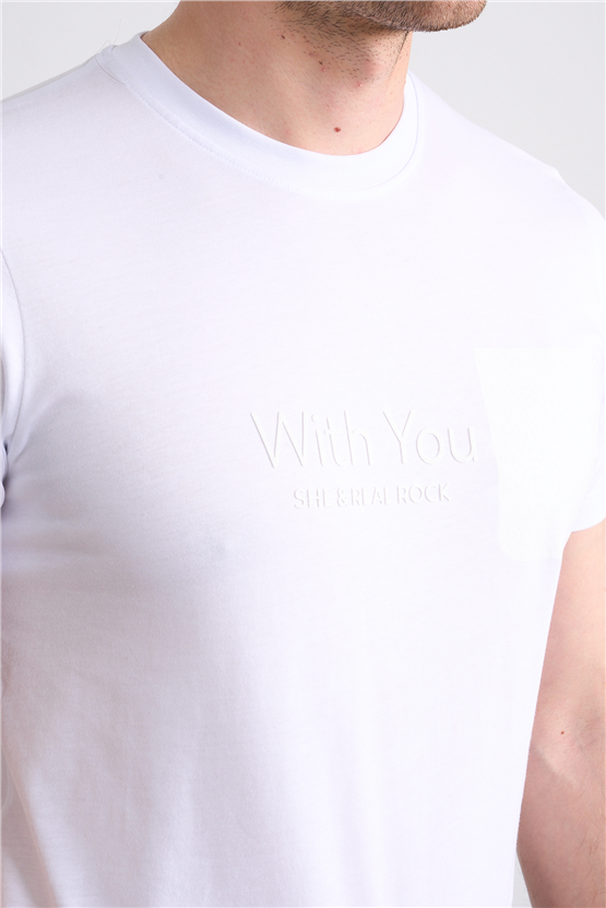 Çetinkaya Mentality 4533 Bisiklet Yaka Regular Modelli T-shirt Beyaz