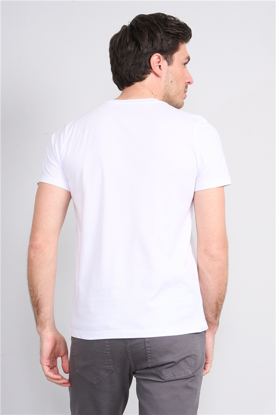 Çetinkaya Mentality 4533 Bisiklet Yaka Regular Modelli T-shirt Beyaz